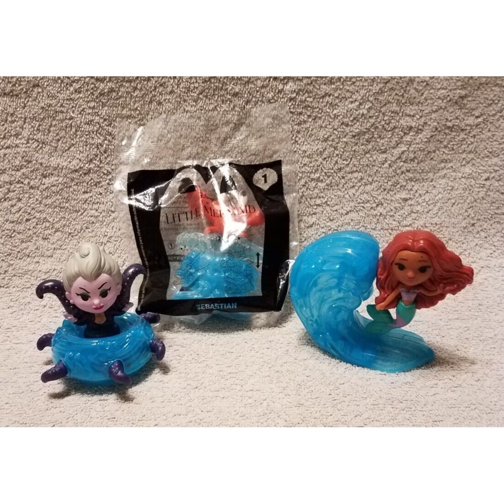 McDonald's Toys Disney The Little Mermaid 2023 -‎ Lot 3 Ariel Ursula Sebastian